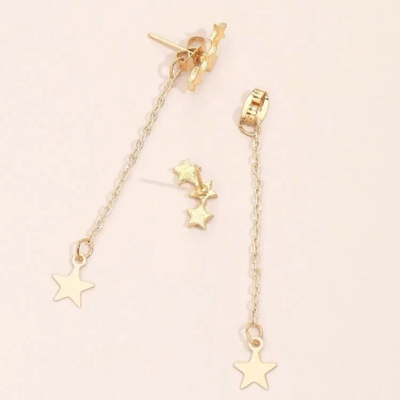 Star Drop Earrings Golden - Picture 4 of 6